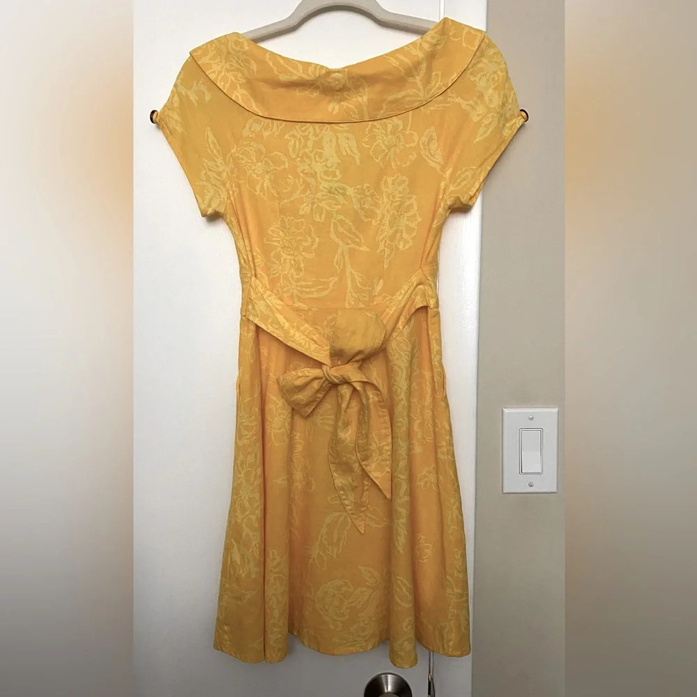 NWT Free People Womens A Thing Called Love Boho Linen Blend Mini Yellow Dress 0 - Picture 4 of 10